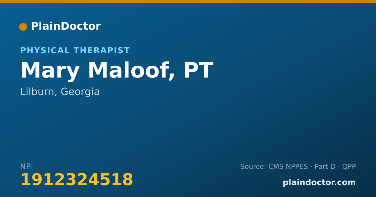Shareable card for Mary Maloof, PT - Physical Therapist, Lilburn, GA
