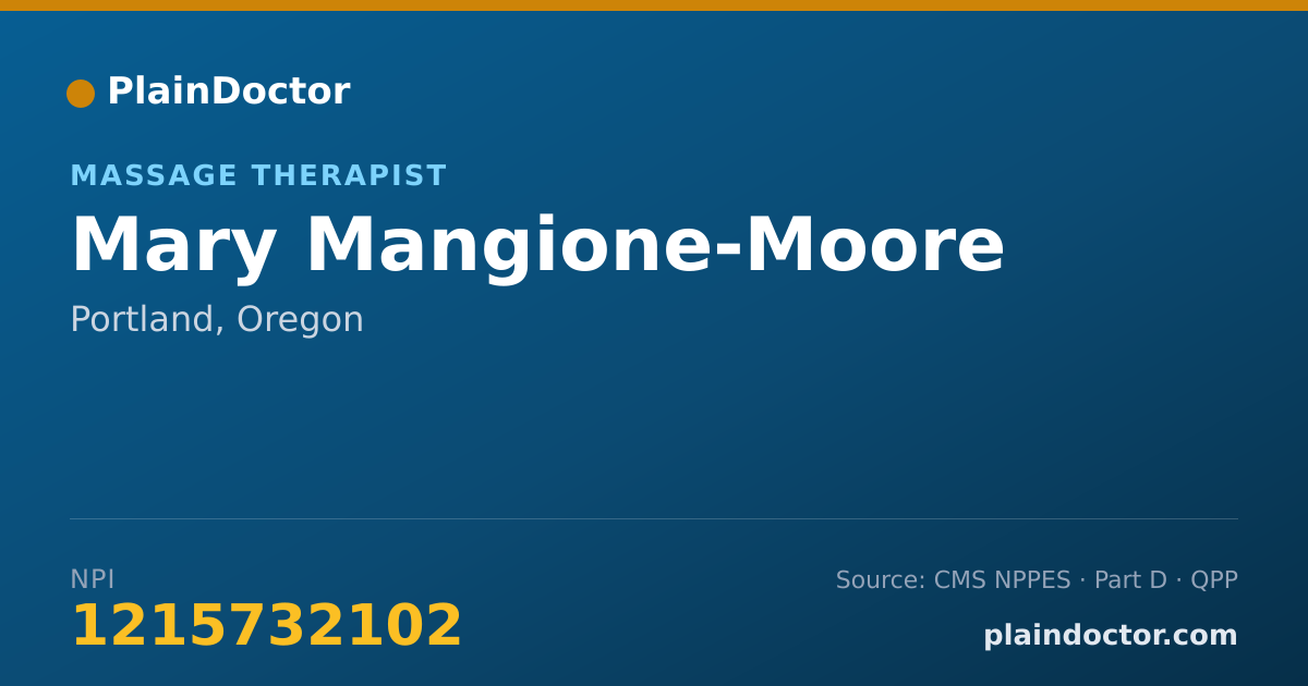 Shareable card for Mary Mangione-Moore - Massage Therapist, Portland, OR