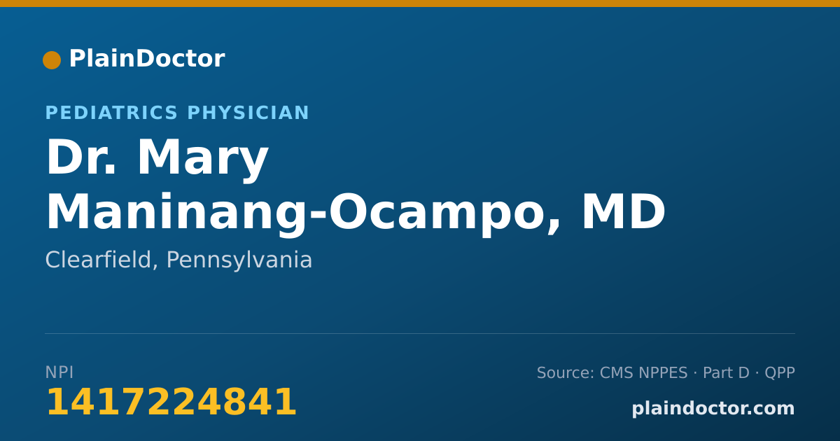 Shareable card for Mary Maninang-Ocampo, MD - Pediatrics Physician, Clearfield, PA