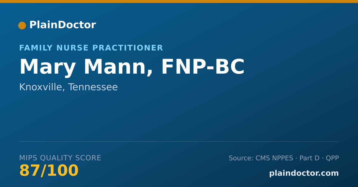 Shareable card for Mary Mann, FNP-BC - Family Nurse Practitioner, Knoxville, TN