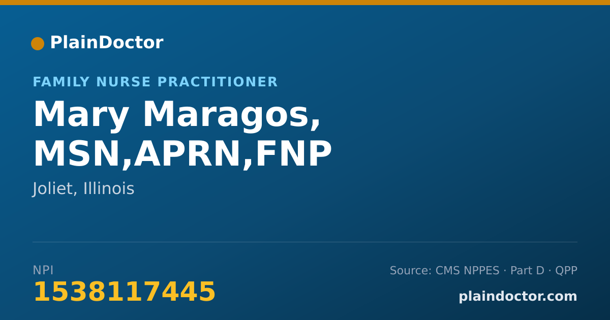 Shareable card for Mary Maragos, MSN,APRN,FNP - Family Nurse Practitioner, Joliet, IL