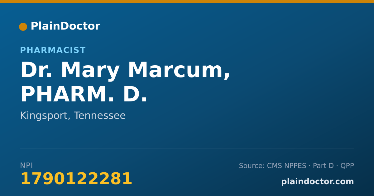 Shareable card for Mary Marcum, PHARM. D. - Pharmacist, Kingsport, TN