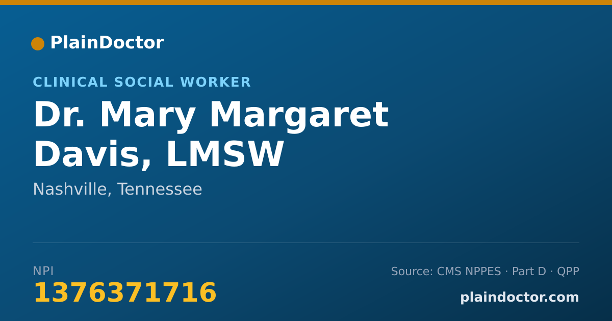 Shareable card for Mary Margaret Davis, LMSW - Clinical Social Worker, Nashville, TN