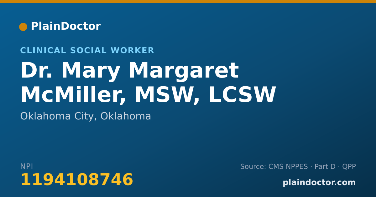 Shareable card for Mary Margaret McMiller, MSW, LCSW - Clinical Social Worker, Oklahoma City, OK