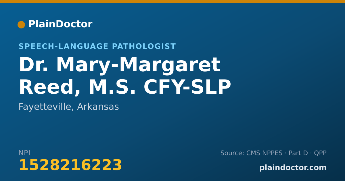 Shareable card for Mary-Margaret Reed, M.S. CFY-SLP - Speech-Language Pathologist, Fayetteville, AR