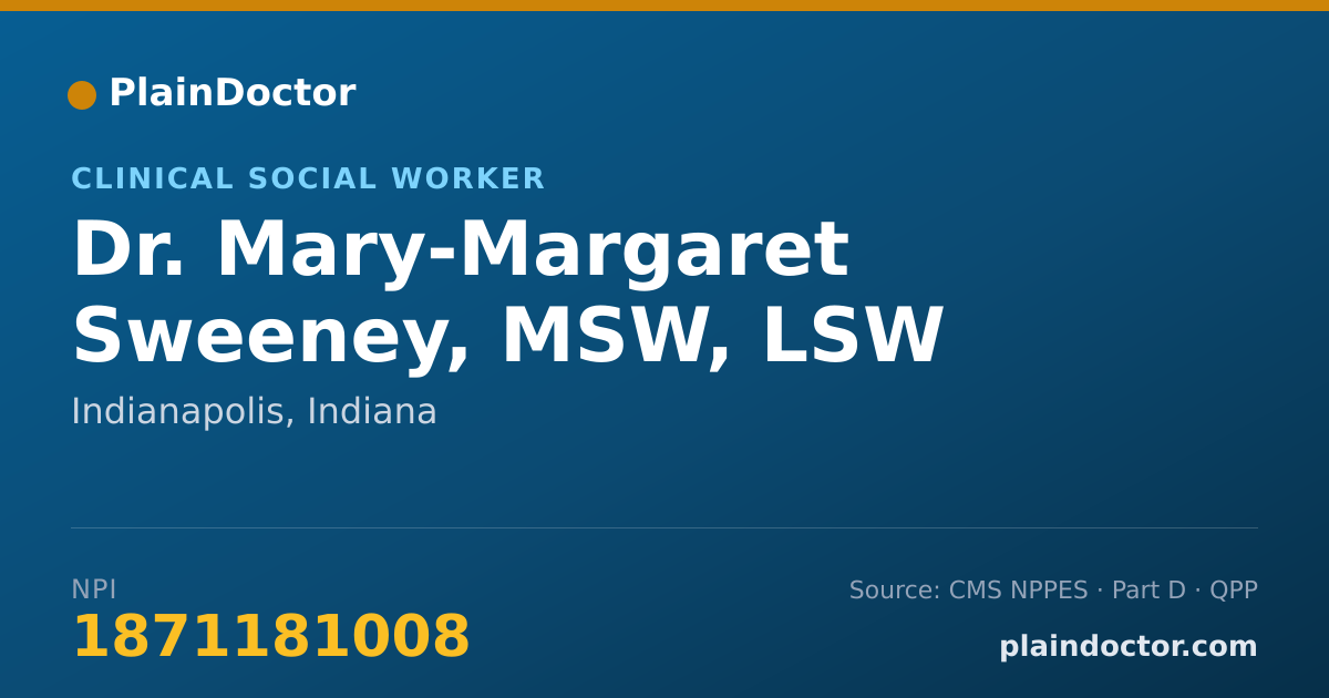 Shareable card for Mary-Margaret Sweeney, MSW, LSW - Clinical Social Worker, Indianapolis, IN
