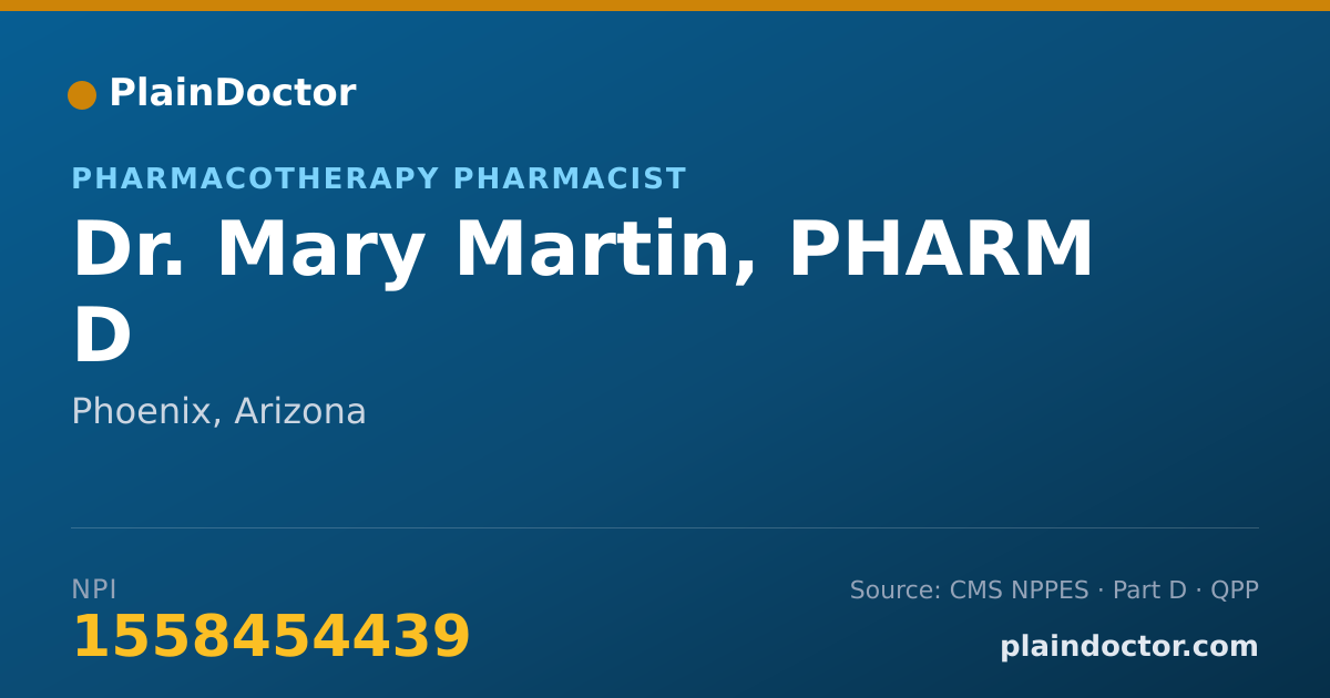 Shareable card for Mary Martin, PHARM D - Pharmacotherapy Pharmacist, Phoenix, AZ