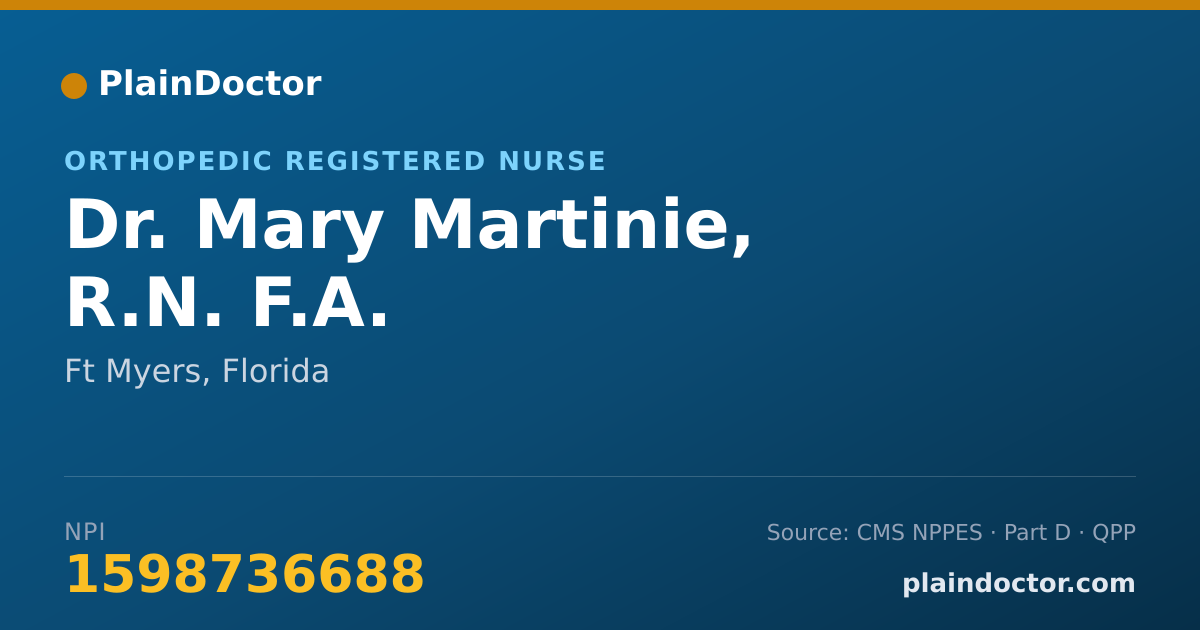 Shareable card for Mary Martinie, R.N. F.A. - Orthopedic Registered Nurse, Ft Myers, FL