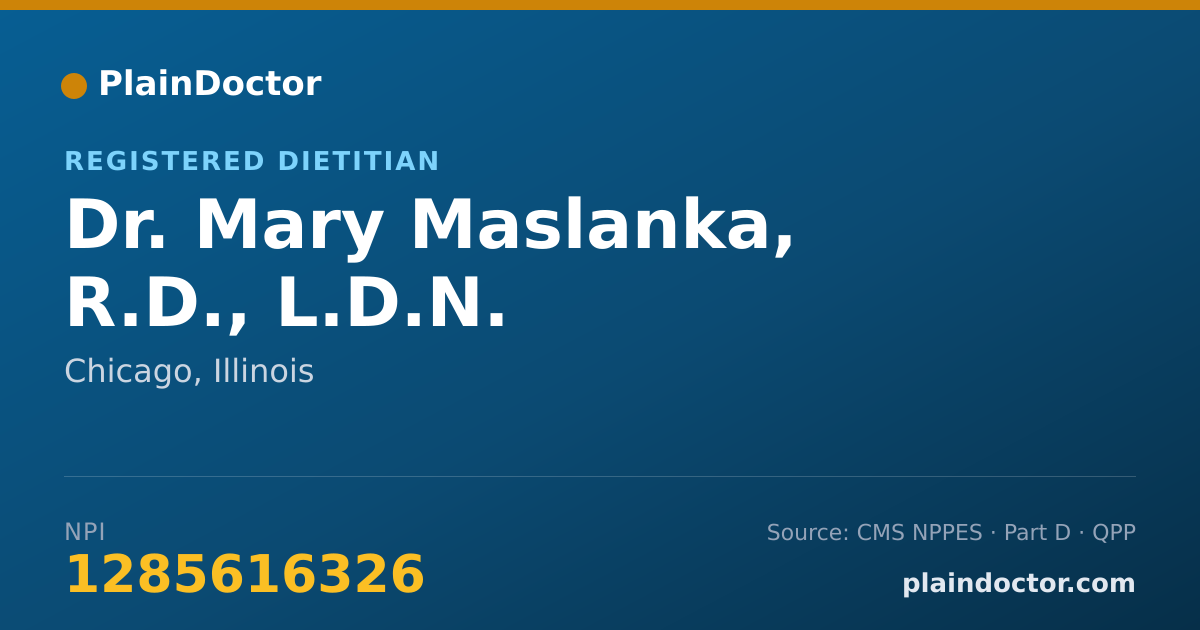 Shareable card for Mary Maslanka, R.D., L.D.N. - Registered Dietitian, Chicago, IL