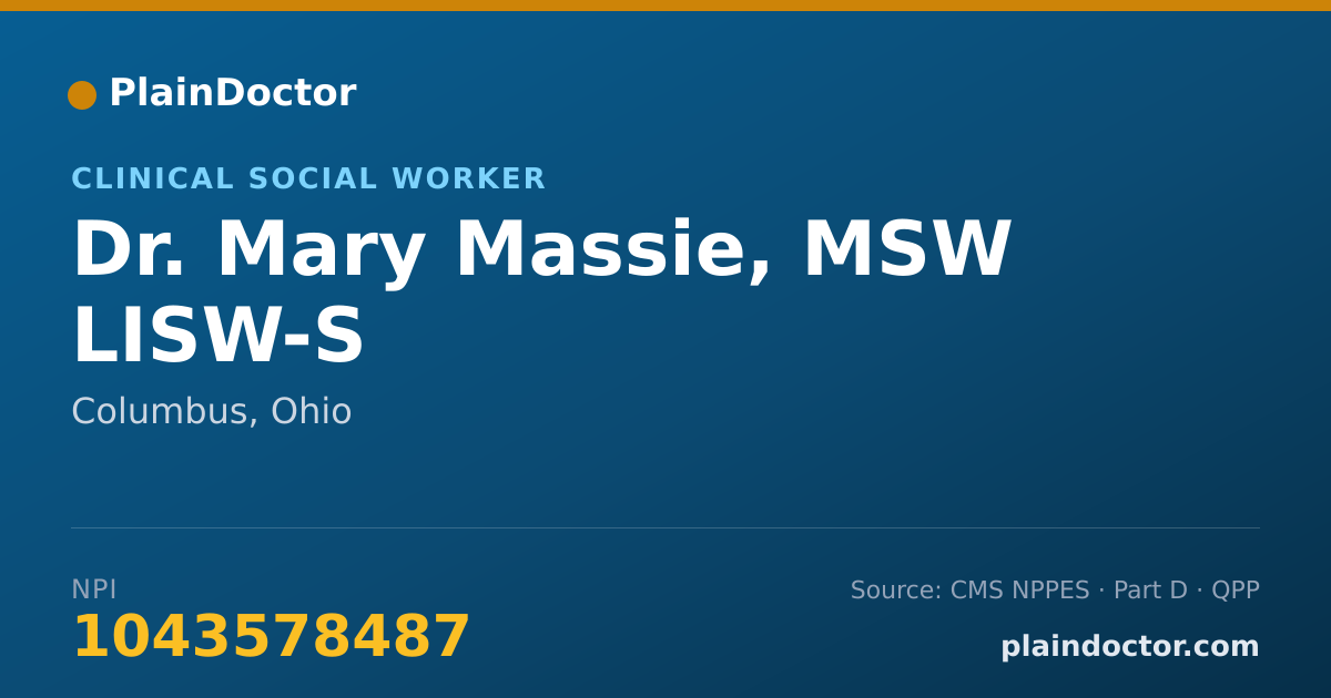 Shareable card for Mary Massie, MSW LISW-S - Clinical Social Worker, Columbus, OH