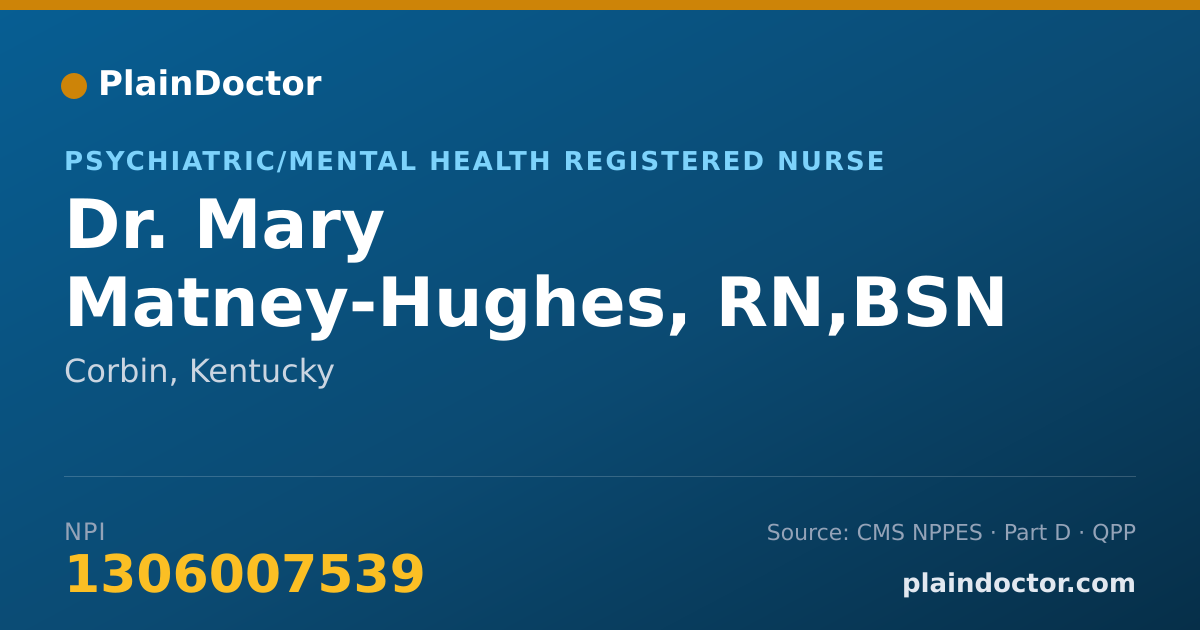 Shareable card for Mary Matney-Hughes, RN,BSN - Psychiatric/Mental Health Registered Nurse, Corbin, KY