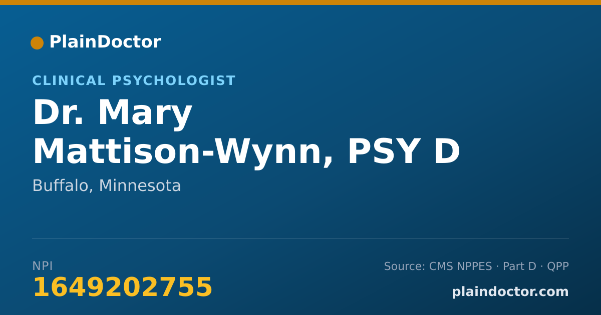 Shareable card for Mary Mattison-Wynn, PSY D LP - Clinical Psychologist, Buffalo, MN