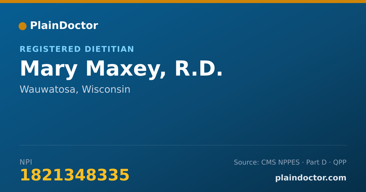 Shareable card for Mary Maxey, R.D. - Registered Dietitian, Wauwatosa, WI