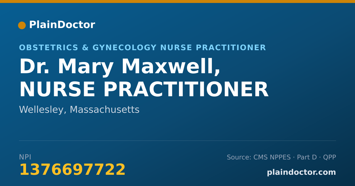 Shareable card for Mary Maxwell, NURSE PRACTITIONER - Obstetrics & Gynecology Nurse Practitioner, Wellesley, MA