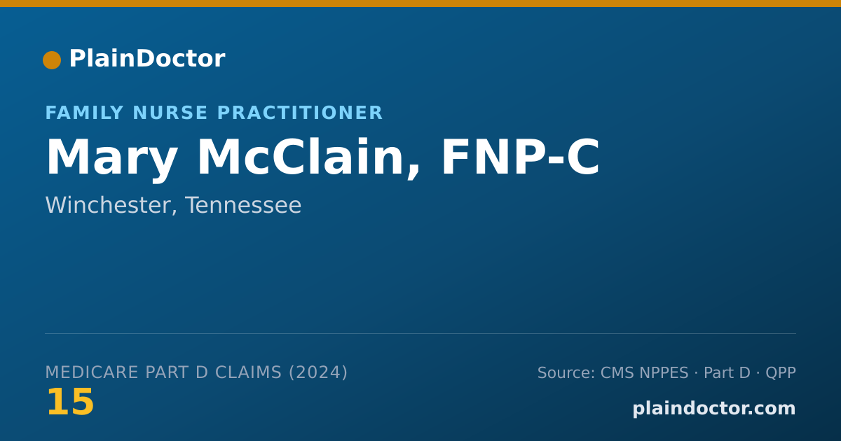 Shareable card for Mary McClain, FNP-C - Family Nurse Practitioner, Winchester, TN