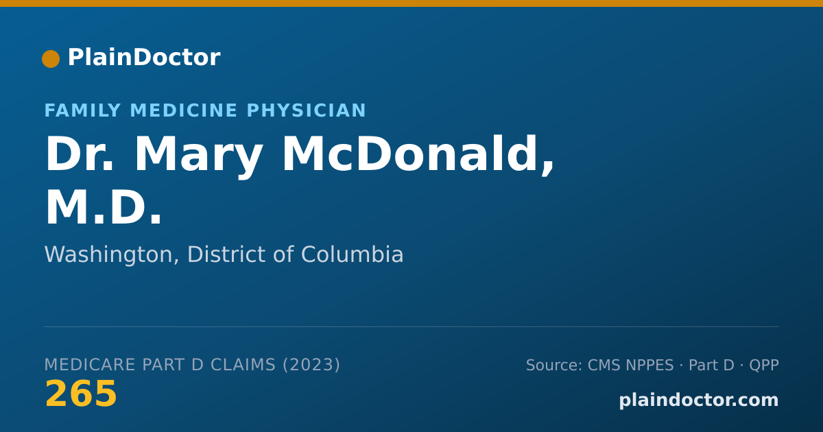Shareable card for Mary McDonald, M.D. - Family Medicine Physician, Washington, DC
