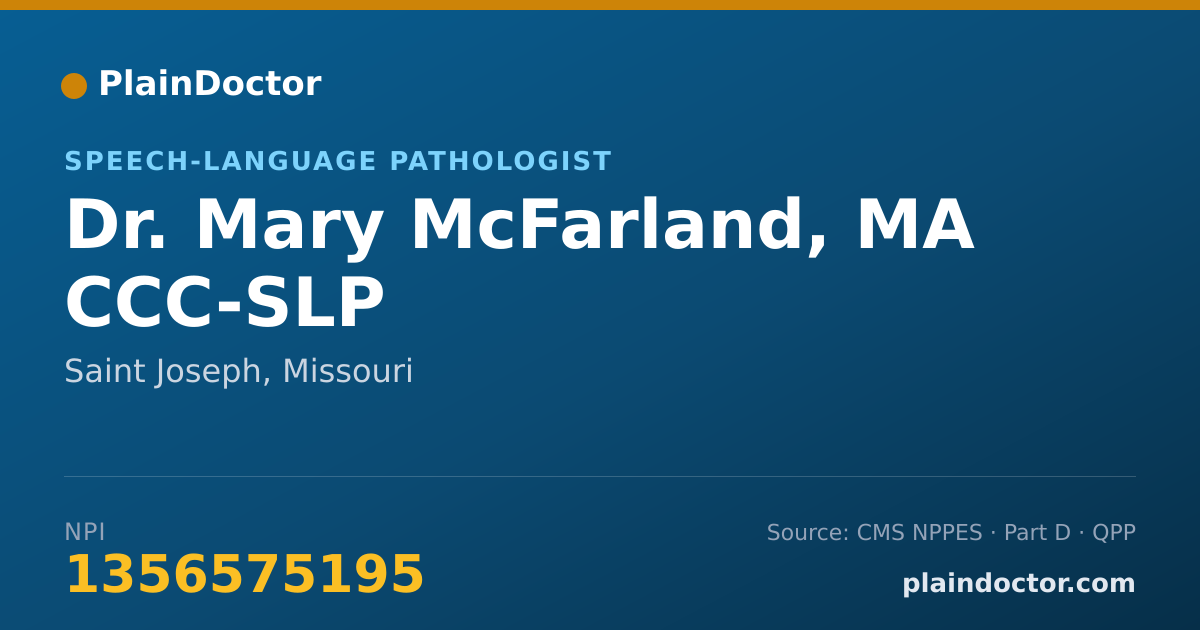 Shareable card for Mary McFarland, MA CCC-SLP - Speech-Language Pathologist, Saint Joseph, MO