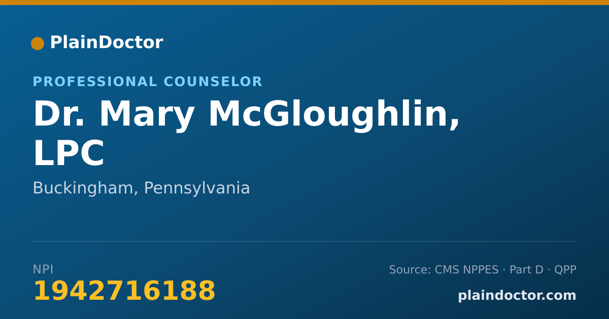 Shareable card for Mary McGloughlin, LPC - Professional Counselor, Buckingham, PA