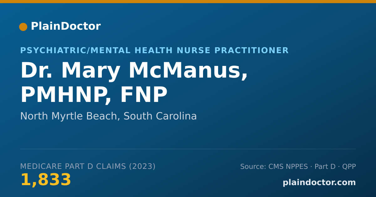Shareable card for Mary McManus, PMHNP, FNP - Psychiatric/Mental Health Nurse Practitioner, North Myrtle Beach, SC
