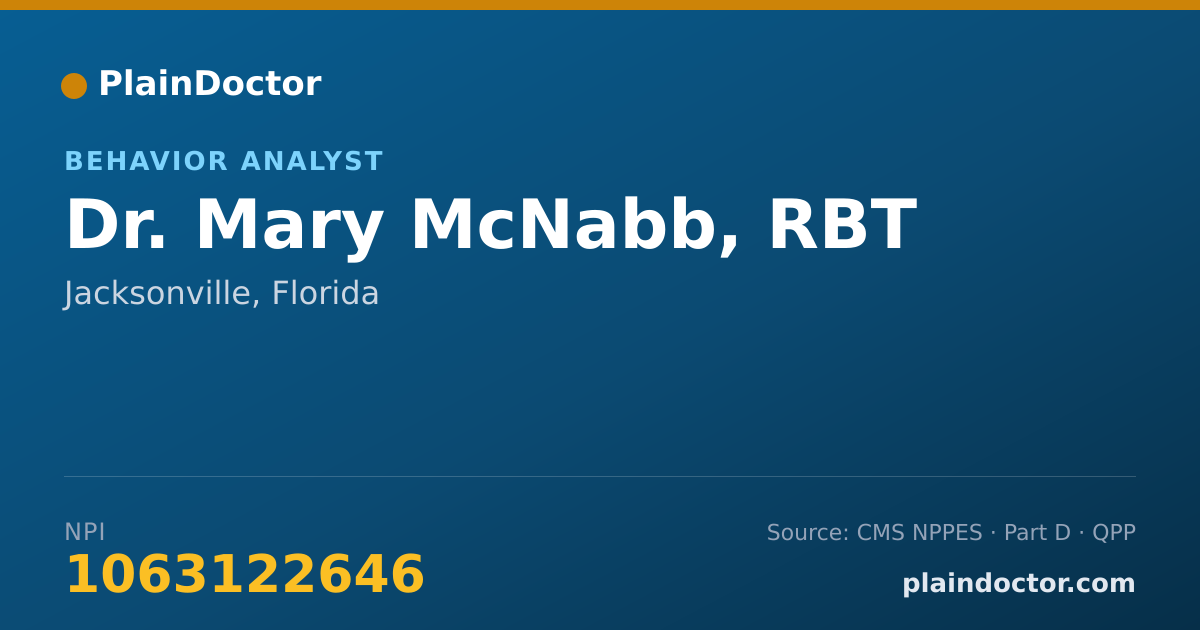 Shareable card for Mary McNabb, RBT - Behavior Analyst, Jacksonville, FL