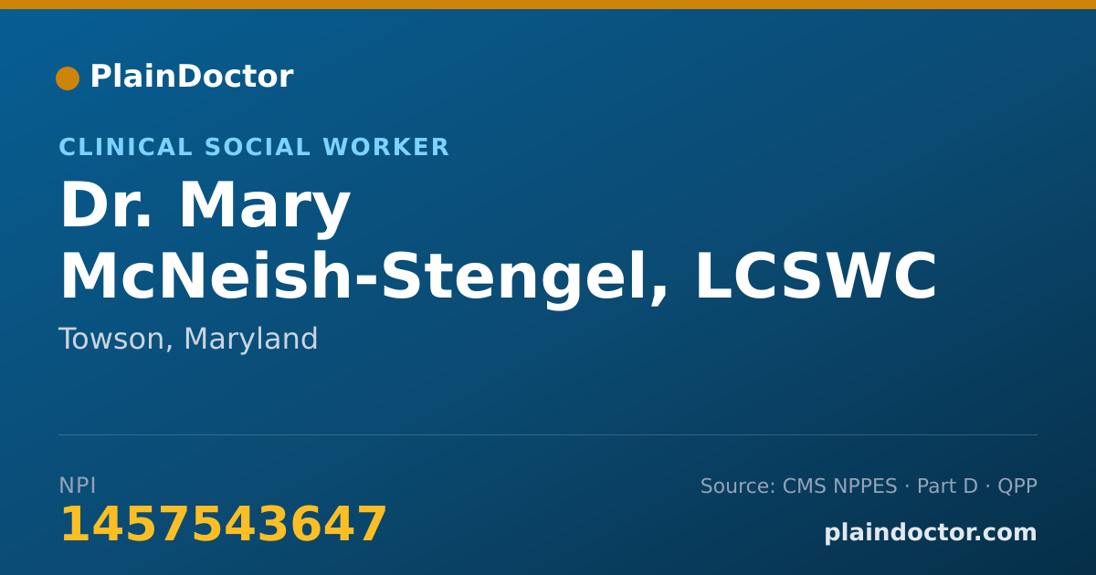 Shareable card for Mary McNeish-Stengel, LCSWC - Clinical Social Worker, Towson, MD