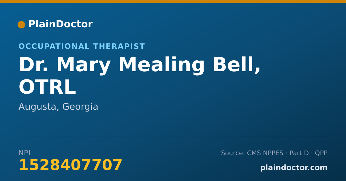 Shareable card for Mary Mealing Bell, OTRL - Occupational Therapist, Augusta, GA