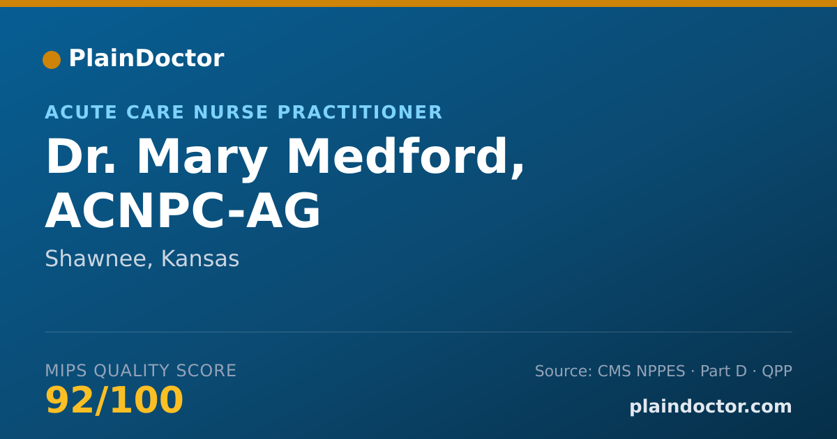 Shareable card for Mary Medford, ACNPC-AG - Acute Care Nurse Practitioner, Shawnee, KS