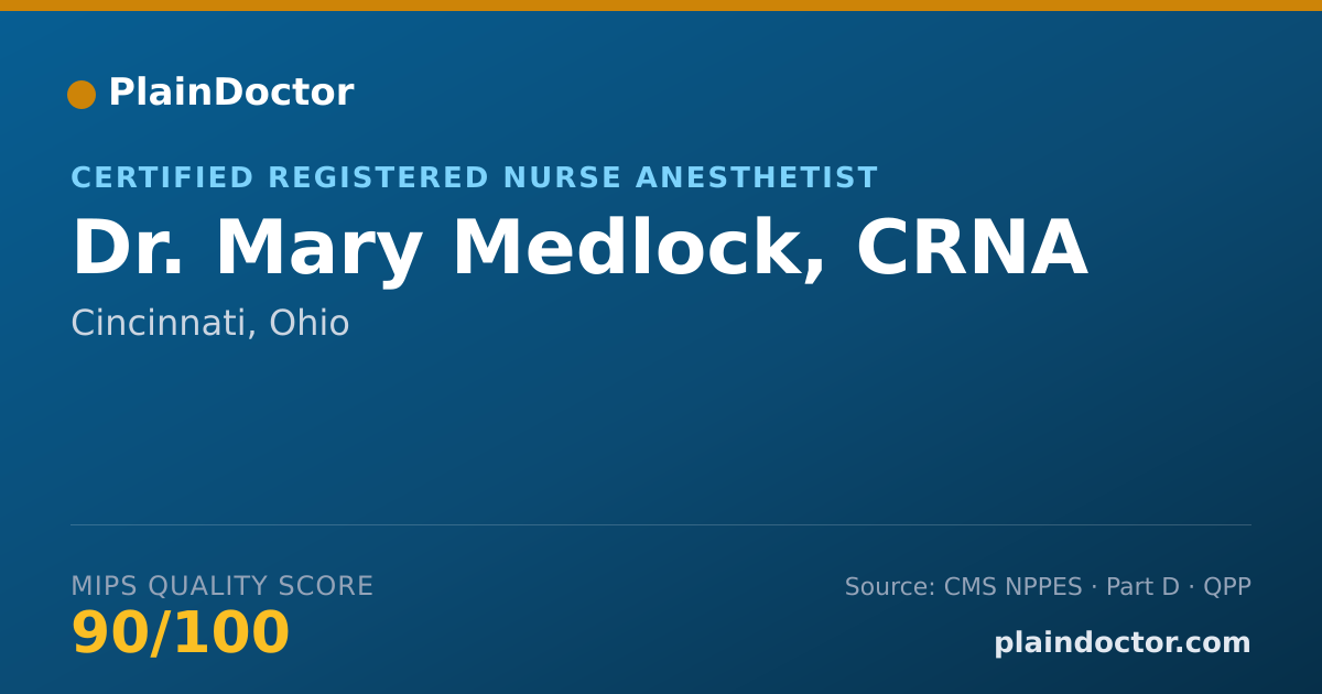Shareable card for Mary Medlock, CRNA - Certified Registered Nurse Anesthetist, Cincinnati, OH