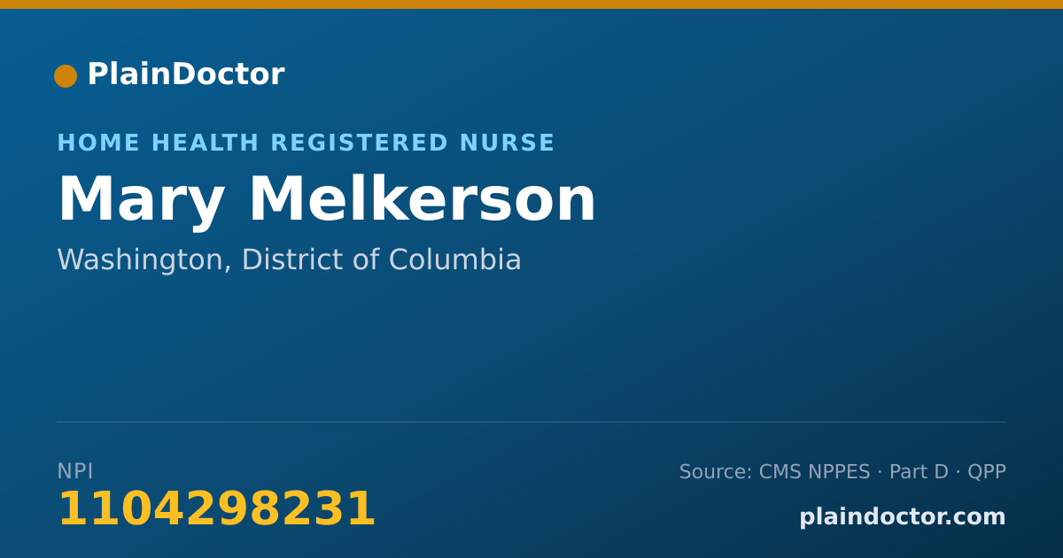 Shareable card for Mary Melkerson - Home Health Registered Nurse, Washington, DC