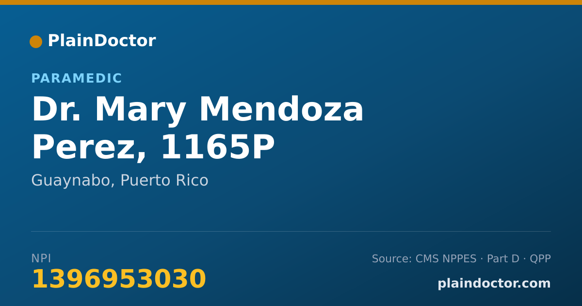 Shareable card for Mary Mendoza Perez, 1165P - Paramedic, Guaynabo, PR