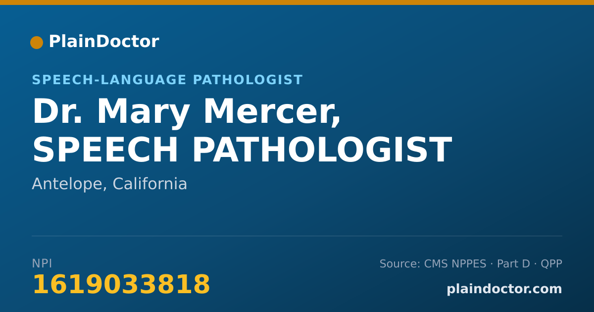 Shareable card for Mary Mercer, SPEECH PATHOLOGIST - Speech-Language Pathologist, Antelope, CA