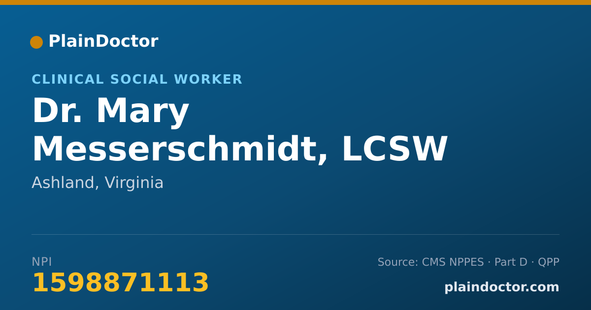 Shareable card for Mary Messerschmidt, LCSW - Clinical Social Worker, Ashland, VA