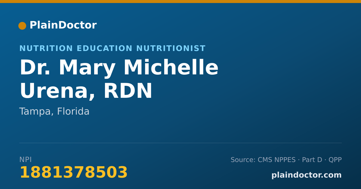 Shareable card for Mary Michelle Urena, RDN - Nutrition Education Nutritionist, Tampa, FL