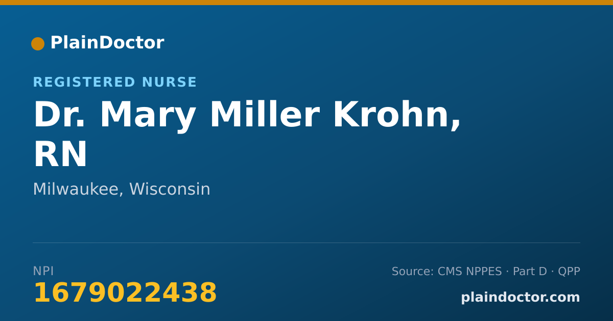Shareable card for Mary Miller Krohn, RN - Registered Nurse, Milwaukee, WI
