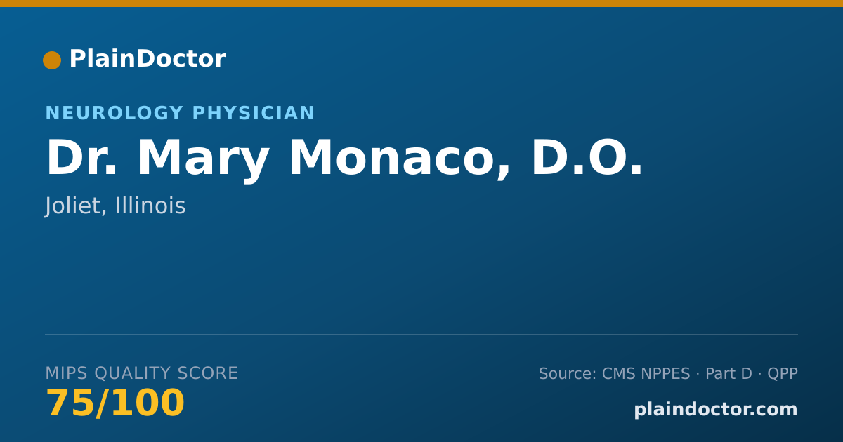 Shareable card for Mary Monaco, D.O. - Neurology Physician, Joliet, IL