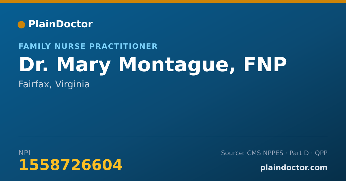 Shareable card for Mary Montague, FNP - Family Nurse Practitioner, Fairfax, VA