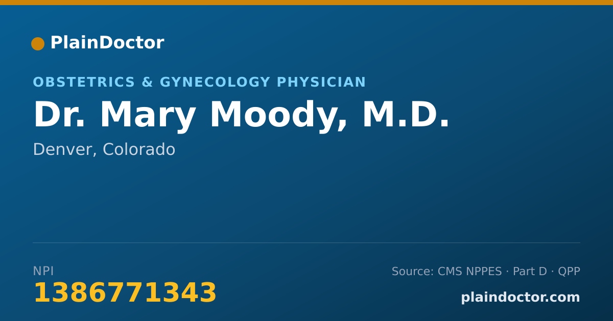 Shareable card for Mary Moody, M.D. - Obstetrics & Gynecology Physician, Denver, CO