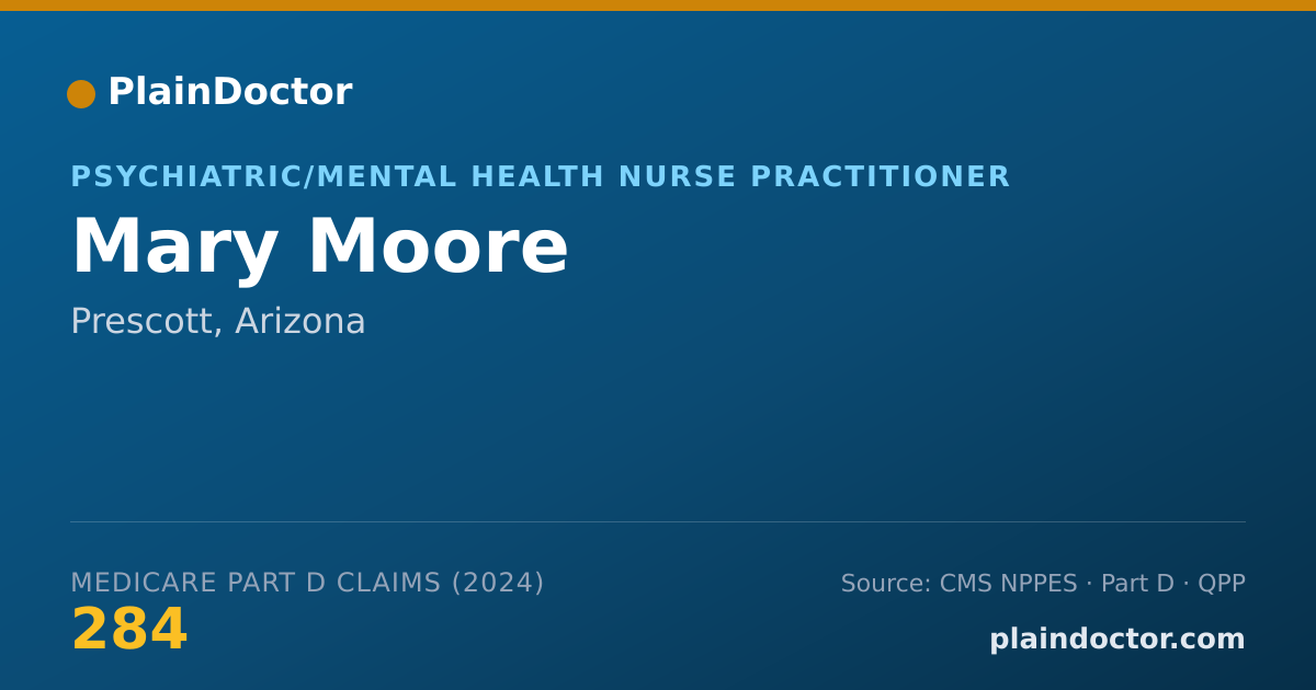 Shareable card for Mary Moore - Psychiatric/Mental Health Nurse Practitioner, Prescott, AZ