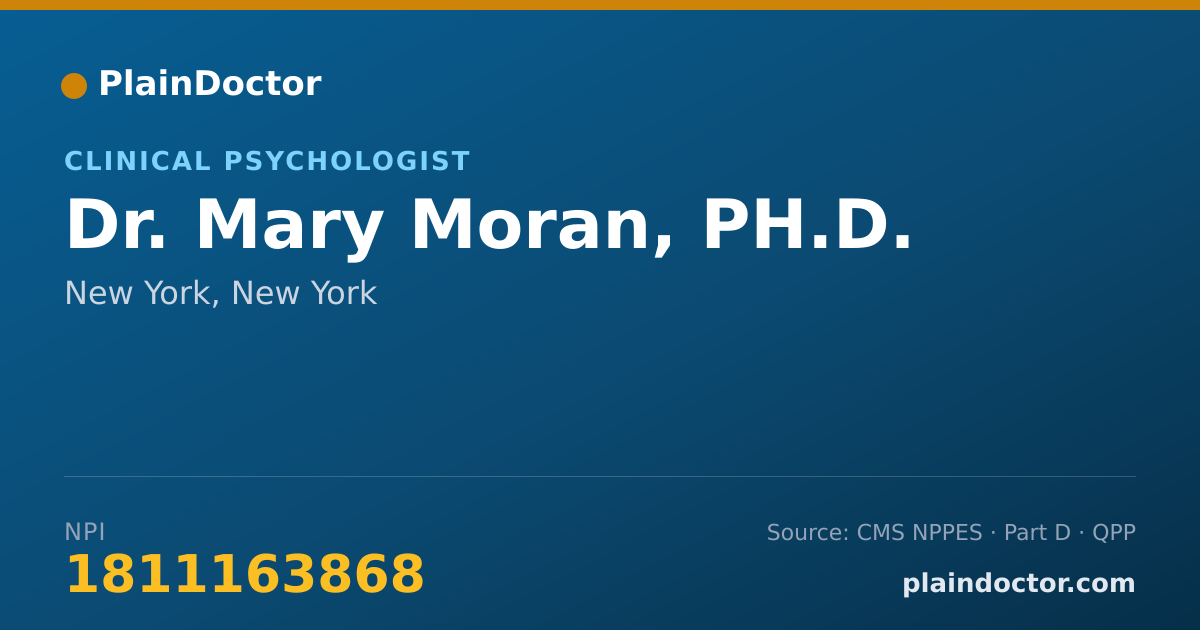 Shareable card for Mary Moran, PH.D. - Clinical Psychologist, New York, NY