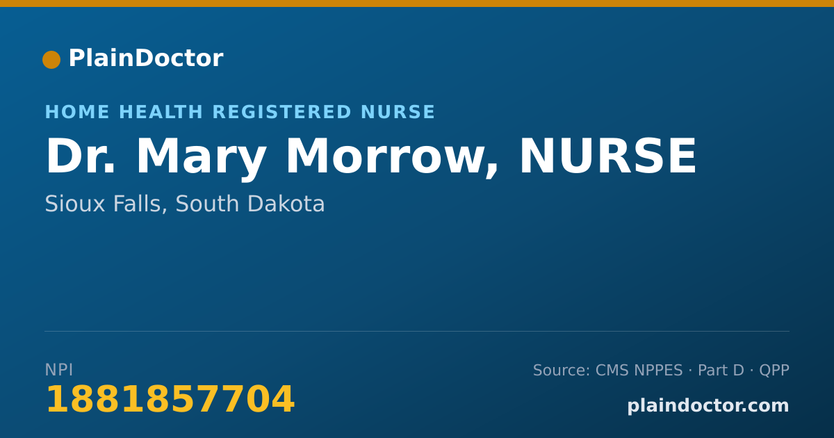 Shareable card for Mary Morrow, NURSE - Home Health Registered Nurse, Sioux Falls, SD