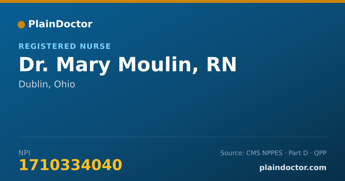 Shareable card for Mary Moulin, RN - Registered Nurse, Dublin, OH