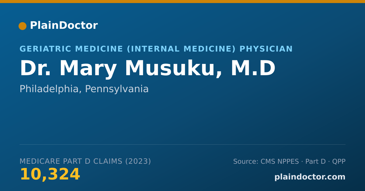 Shareable card for Mary Musuku, M.D - Geriatric Medicine (Internal Medicine) Physician, Philadelphia, PA