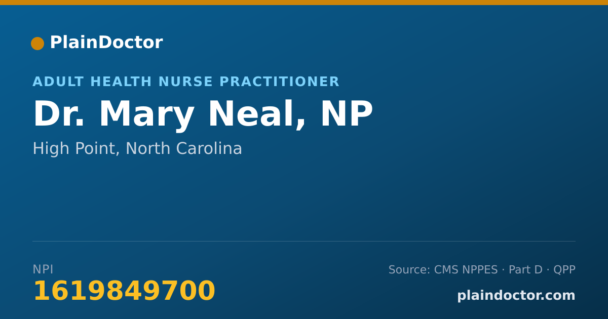 Shareable card for Mary Neal, NP - Adult Health Nurse Practitioner, High Point, NC