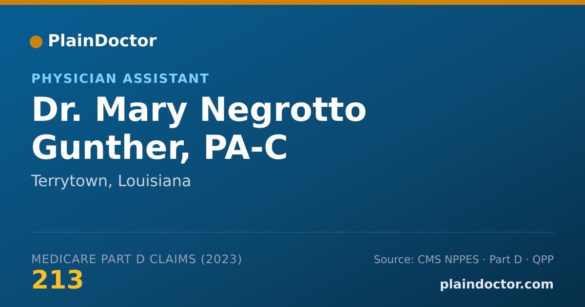 Shareable card for Mary Negrotto Gunther, PA-C - Physician Assistant, Terrytown, LA