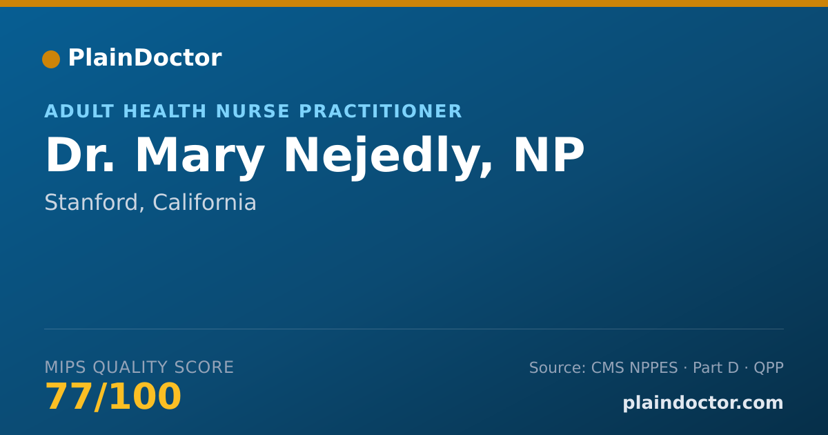 Shareable card for Mary Nejedly, NP - Adult Health Nurse Practitioner, Stanford, CA