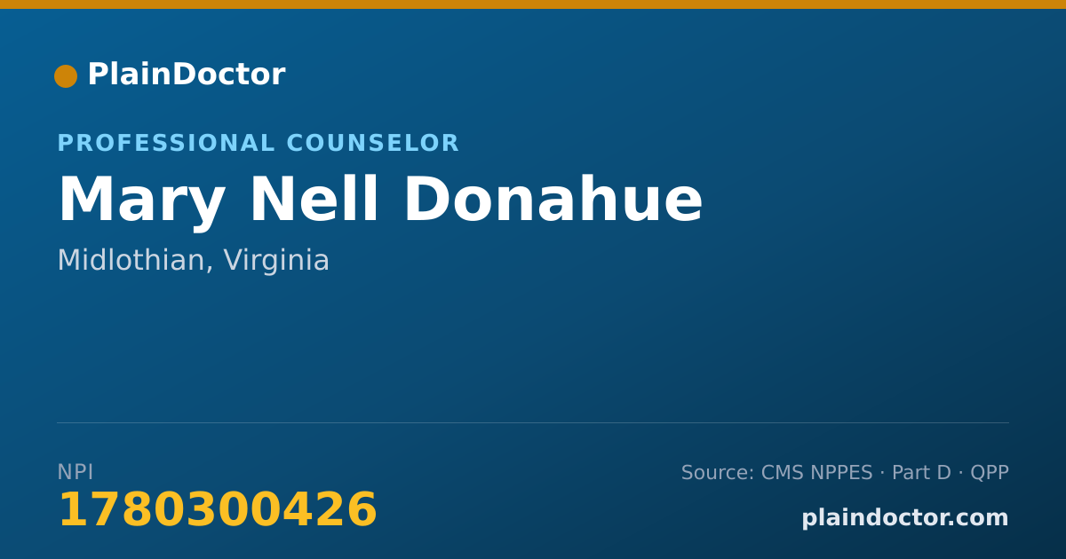 Shareable card for Mary Nell Donahue - Professional Counselor, Midlothian, VA