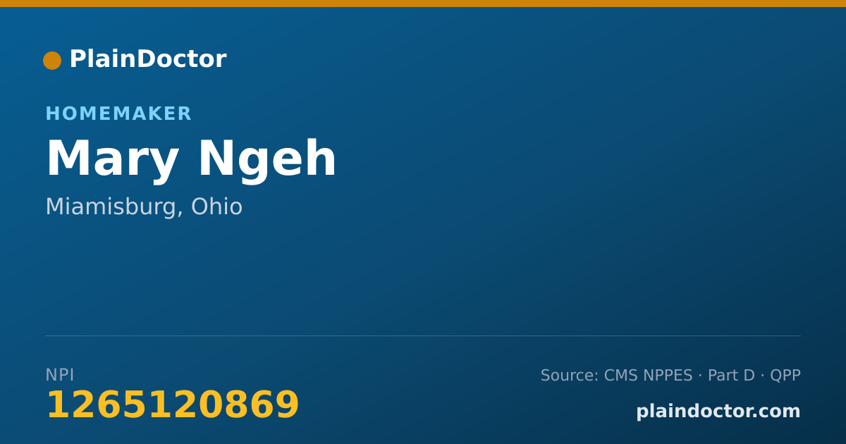 Shareable card for Mary Ngeh - Homemaker, Miamisburg, OH