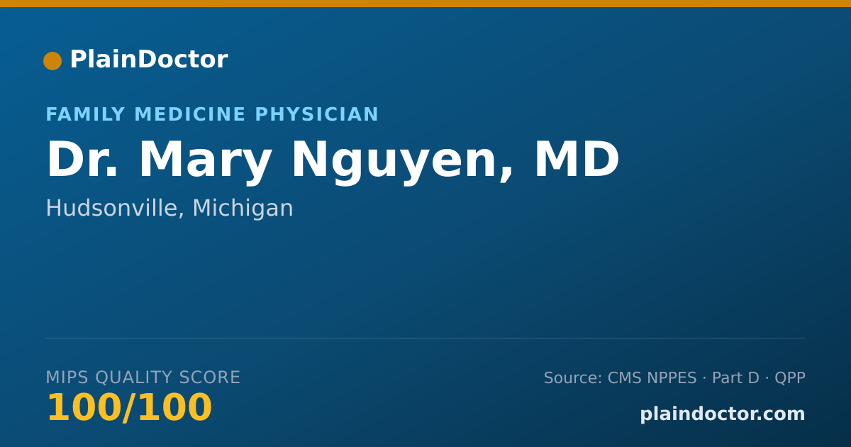 Shareable card for Mary Nguyen, MD - Family Medicine Physician, Hudsonville, MI