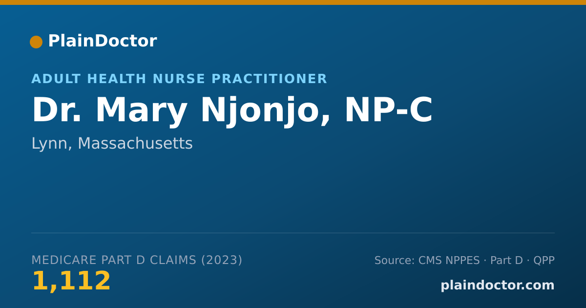 Shareable card for Mary Njonjo, NP-C - Adult Health Nurse Practitioner, Lynn, MA