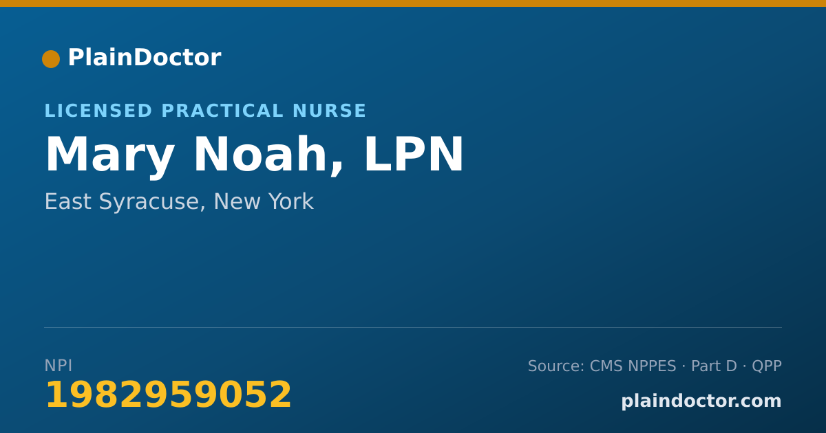 Shareable card for Mary Noah, LPN - Licensed Practical Nurse, East Syracuse, NY